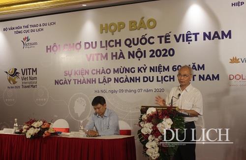 Ông Vũ Thế Bình, Phó Chủ tịch thường trực Hiệp hội Du lịch Việt Nam, Trưởng Ban Tổ chức phát biểu tại họp báo